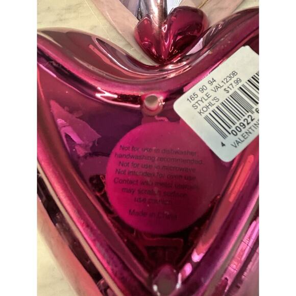 (2) NWT Heart Candy Dish Shiny Pink Red Metallic Bowls Valentines Kohls MSRP $36 - Picture 6 of 12